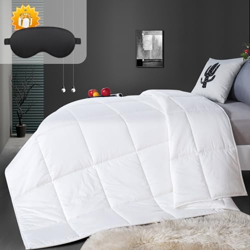 YOUR MOON Luxurious All Season Wool Comforter King Size, 100% Natural Australian Wool Filling, Hypoallergenic Comforter Duvet Insert, Noiseless Cotton