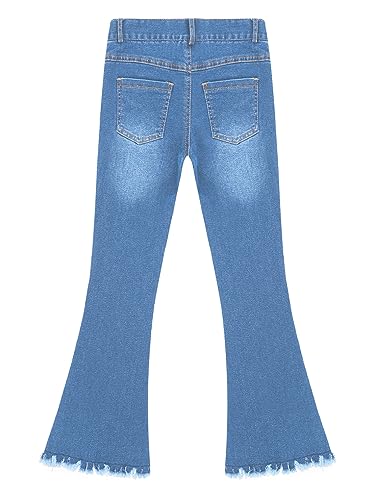 easyforever Kids Girls Ripped Raw Hem Flare Jeans Bell Bottom Jeans Casual Denim Trousers Wide Leg Denim Pants4