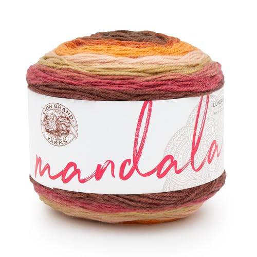 Lion Brand Yarn Mandala DK Lightweight Yarn for Knitting Crochet and Crafts Banshee 1 Pack Self-Striping Acrylic Fiber for Baby Blankets Multicolor Shawls and Variegated Cardigans