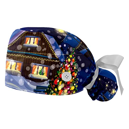 Chapeaux bouffants JDEZ anti-sueur paysage sapin de Noël