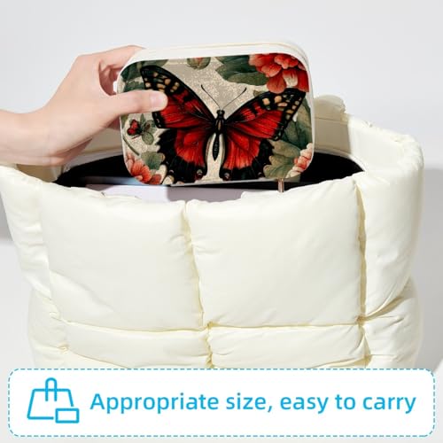 Boîte à bijoux de luxe portable avec illustration papillon rouge - 6