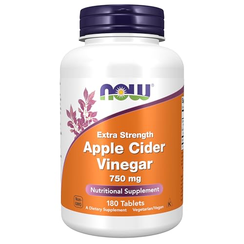 NOW Foods Supplements, Apple Cider Vinegar 750 mg, from Fermentation of Sweet Apple Cider, Extra Strength, 180 Tablets
