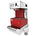 Produktbild LA GONDOLA Espressomaschine Set - Quick Mill Espressomaschine 0820 in Rot, professionelle Grundplatte mit Schublade aus Edelstahl für Kaffeesatz und 6 originelle Glastassen in Italien hergestellt.