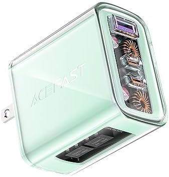 ACEFAST PD65W USB C Charger 3-Port Fast Charger Set for USB C Laptops, Cell Phones and Tablets, Foldable AC Plug Power Adapter Compatible with MacBook Pro/Air,iPad,iPhone 17/Pro,Galaxy S24,Dell etc