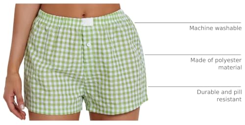 Image of Pivanzore Y2k Plaid Shorts for Women Casual Elastic Waist Aesthetic Lounge Bottom Baggy Pajama Shorts Boxers Sleepwear