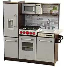 KidKraft Uptown Elite Espresso Play Kitchen with EZ Kraft AssemblyTM, Lights and Sounds, Working Ice Maker and Click and Turn Knobs, Gift for Ages 3+
