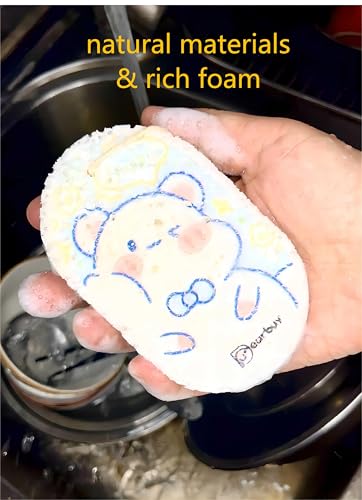 Image of Eco-Friendly Cleaning Power - Dearbuy Natural Compressed Wood Pulp Sponges, 10 Pack with Cute Animal Patterns, Space-Saving, Soft, Economical, and Durable for Multi-Purpose Use
