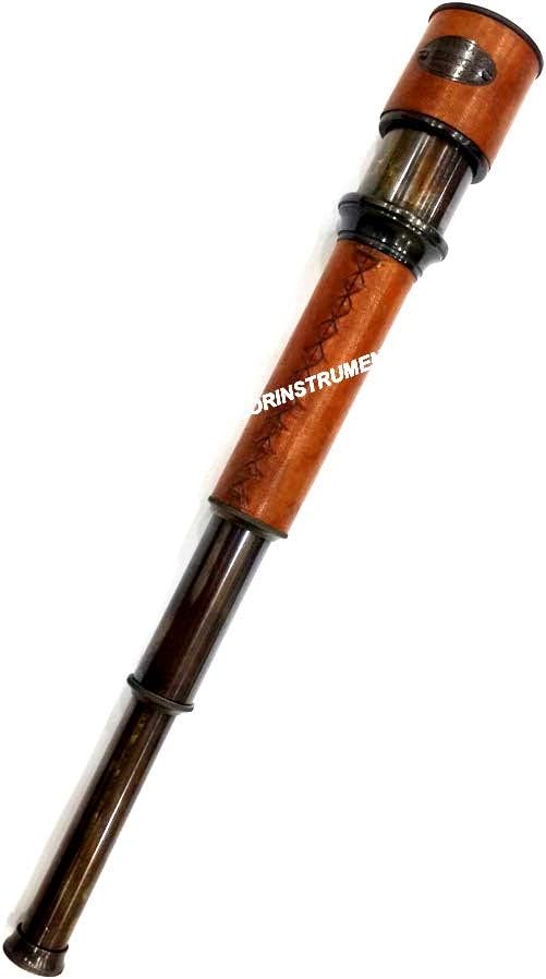 Antique Bronze Telescope Covered Red Leather Vintage Nautical Gift Spyglass 15" Rustic Vintage Home Decor Gifts