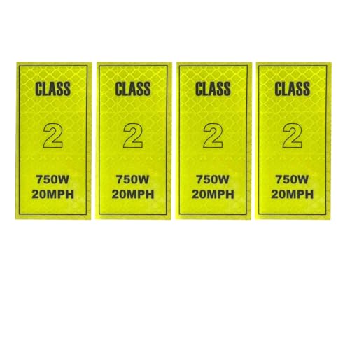 E-Bike Class 1 2 3 Stickers for Electric Bicycle - High-Visibility Reflective Decals & Accessories for 20MPH 28MPH E-Bikes - Waterproof & Durable, Class 2, 4Pack