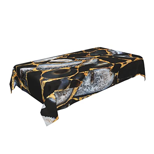 Opmlisir Marble Rectangle Tablecloth,Dark Agate Marble Texture Golden Long Table Cloth Washable Table Cover For Kitchen Dining,Birthday Party,Holiday,Christmas,Buffet 54"X 72" #TOP3