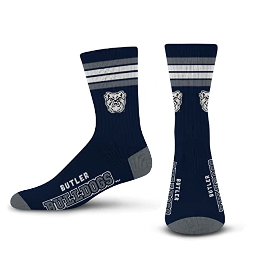 For Bare Feet NCAA Butler Bulldogs 4 Stripe Deuce Crew Sock Team Color LARGE