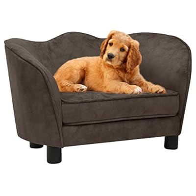 Keyur Pet Sofa, Dog Sofa Couch Dog Settee Dog Cat Bed Lounger Dog Sofa Brown 66x43x40 cm Plush