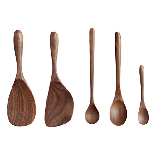 Black Walnut Cutlery Set Rice Ladle Soup Spoon Kitchen Cooking Scoop Wooden Spoon Kitchen Utensil Japanese Style Ladle Wooden Tableware Black Walnut Spoon Wooden Flatware