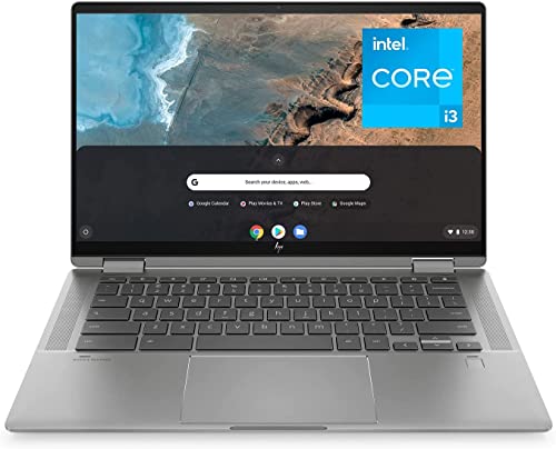HP Chromebook x360 14c-cc0000sf Ordinateur Portable Convertible et Tactile 14' FHD (Intel Core i3, RAM 8 Go, SSD 128 Go, AZERTY, ChromeOS)