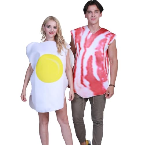 2 Disfraces de Halloween para parejas de tocino y huevos en talla única para adultos 4