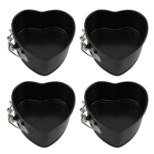 Cramelith 4 Inch Heart Springform Pans Set of 4 Mini Cake Pans