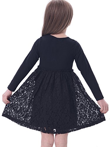 Bonny Billy Girl's Casual Satin Lace Dress with Black Bow2