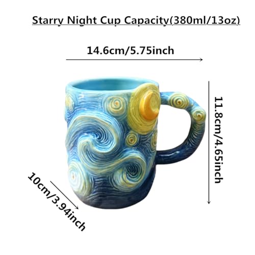 Taza grande de cerámica pintada a mano cielo estrellado miniatura 6