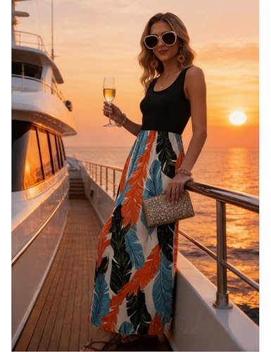 Image of Bluetime Women's Summer Boho Sleeveless Floral Print Tank Long Maxi Dress (S-3XL)