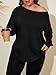 Beautife Women's Plus Size Tops Off Shoulder Long Sleeve Loose T Shirts Casual Curved Hem Tunics Tee Shirt Black