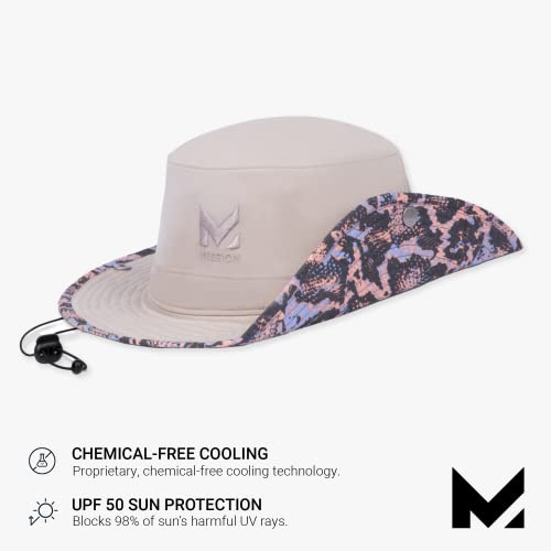 Mission Cooling Bucket Hat, Upf 50, 3" Wide Brim Sun Hat - Cools When Wet, Upf 50 (Reptilia Punch) #TOP3