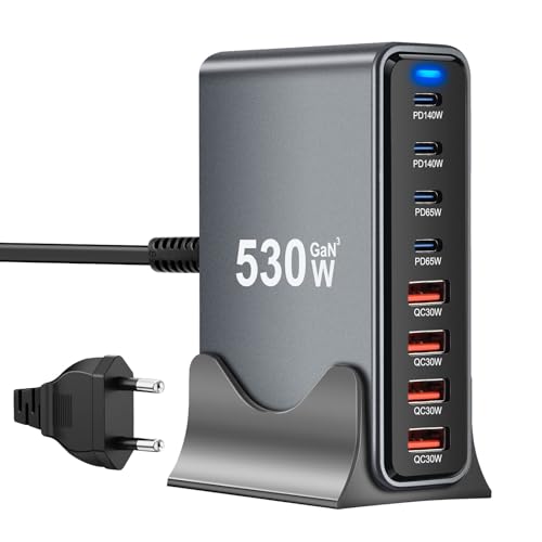 Chargeur USB C multi-ports 530W station de charge rapide 8 ports