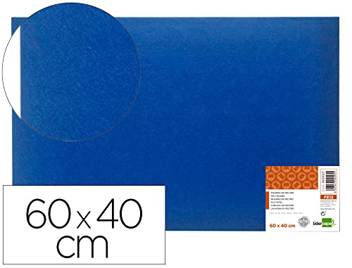Liderpapel, Tablero de Anuncios, Tablero de Fieltro, Uso Interior, 60x40 cm, Fijación a la Pared Incluida, Para Colgar Anuncios, Cartas, Publicidad, Fijación con Chinchetas o Velcro, Azul