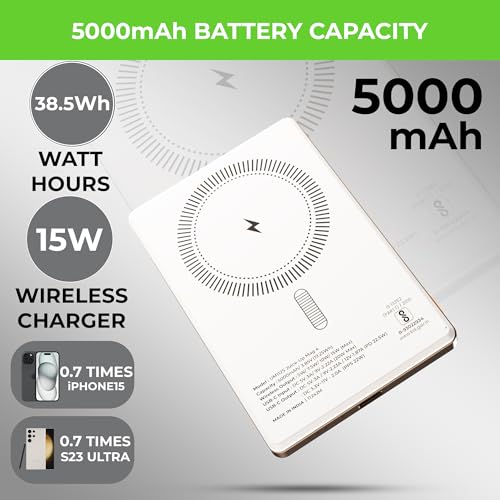 Image of UltraProlink 5000mAh Slimmest Wireless Magnetic Mag-Safe Power Bank| 22.5W Fast Charge Type C Port with PD-PPS Support |Charging for iPhone Series 16,15,14,13 | Made in India |TAN|Juice-Up Mag 4