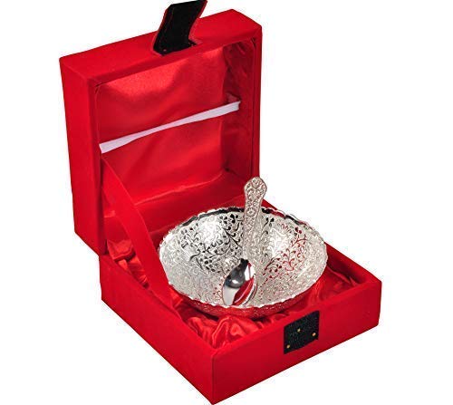 Image of JAIPUR ACE Mens Premium Rakhi Gifts Hamper Rakhi For Brother With Silver Plated Gifts Bowl Set With Chocolate & Greeting Card (Rakhi With Gift Hamper)