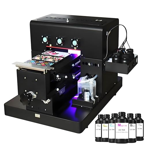 Furvveerr Stampante A4 UV Multifunzione a Getto D'inchiostro Semiautomatico Stampanti 16.5x30CM Flatbed Colori Inkjet Laser A4 Piccola Stampa UV Stampa per PVC,Cuoio,Metallo,Legno
