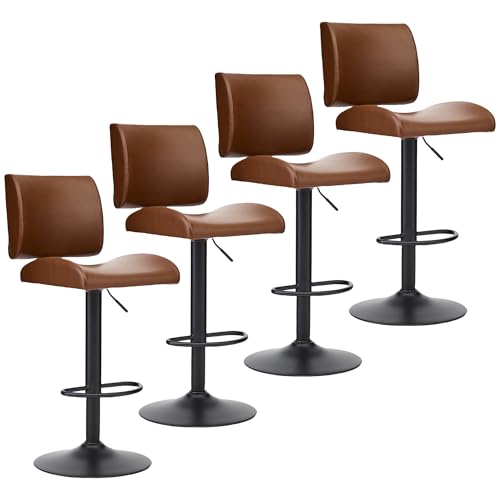Image of FIRAVOE Adjustable Height Bar Stools Set of 4 with Backs for Kitchen Island