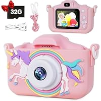 Digital Camera for 3-12 Years Old Kids Birthday Multifunction Creative with 32GB SD Card Up to 48MP 1080P HD Video IPS Display
