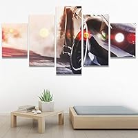 SIGNWIN 5 Panel Canvas Wall Art Modern Art Cars Edgy Industrial Mixed Media Multicolor Transportation for Home Decorations Ready to Hang - 60