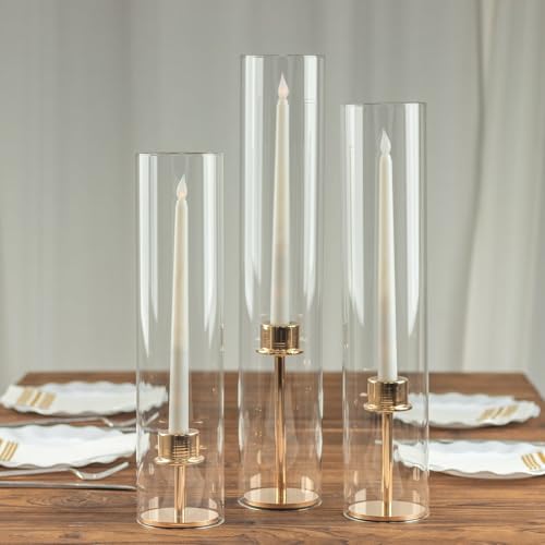 BalsaCircle 3 Clear Glass Pillar Hurricane Candle Shades Wedding Ceremony Party Events Reception Home Decorations Supplies
