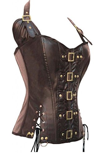 KUOSE-Damen-Vollbrust-Lackleder-Korsett-Corsagentop-Bustier-Korsage-Shirt