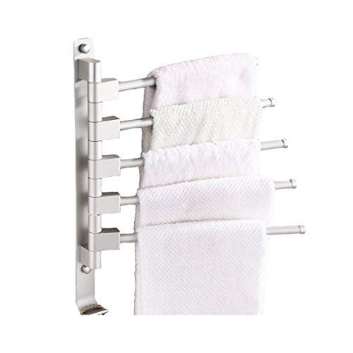 Mocofo Towel Rack, Swing-Out Towel Bar, Rotating Bathtub, Rv Towel Rack, Swing Arm, Towel Hand Rack, Space-Saving Storage Rack, Wall-Mounted Towel Rack (Space Aluminum, 5 Bars) #TOP12