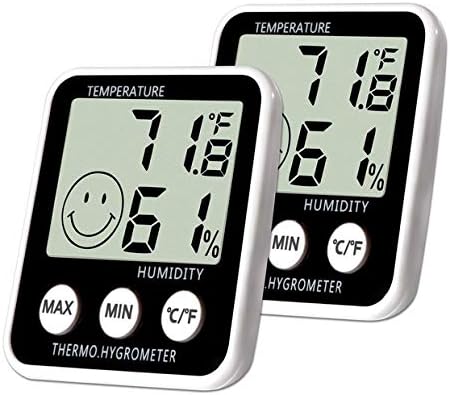 SoeKoa Digital Thermometer Indoor Hygrometer Humidity Meter Room Temperature Monitor Large LCD Display Max/Min Records for Home Car Office (2 Pack)