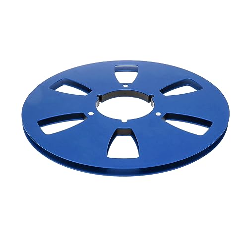 1/4 10.5 Inch Empty Takeup Reel, 6 Holes Aluminum Alloy Sound Tape Takeup Reel for Akai, Universal Reel to Reel Recording Tapes (Blue)