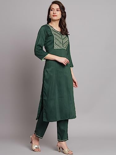 Image of VredeVogel Women Cotton Slub Straight Kurta Set With Pant and Net Embroidery Dupatta