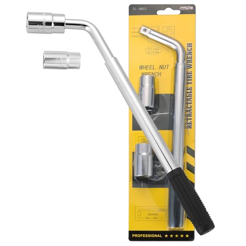 DASBET Wheel Brace Wrench Car Telescopic Lug Wrench Extending Tyre Spanner Extendable Wheel Spanner Set for Car Van Truck Wheel Lugs Brace Tyre Nut Socket Size 17 19 21 23mm