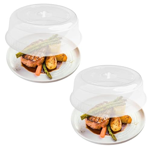 Reviews de Tapas - los preferidos. 50 JOY - Tapa de Microondas, Pack de 2, Evita Salpicaduras y Mantiene la Humedad, Fácil Agarre, con Orificios para el Vapor, Apto para Plato de Horno, Plástico Libre de BPA,...
