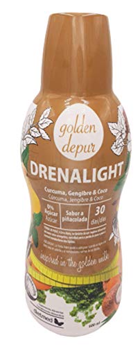 DRENALIGHT 600 ml Golden Depur, máxima acción depurativa, elimina grasas, toxinas y líquidos, activa el metabolismo, mejora tu circulación, regula el tránsito intestinal, control de peso, antioxidante