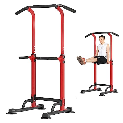 Image of DlandHome Power Tower Pull Up Dip Station Multi-Function Fitness Equipment for Strength Training Adjustable Height Dip Stand for Home Gym