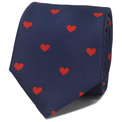 MENDEPOT Red Heart Necktie With Gift Box Valentine Day Gift Neck Tie, Navy, Medium Cover