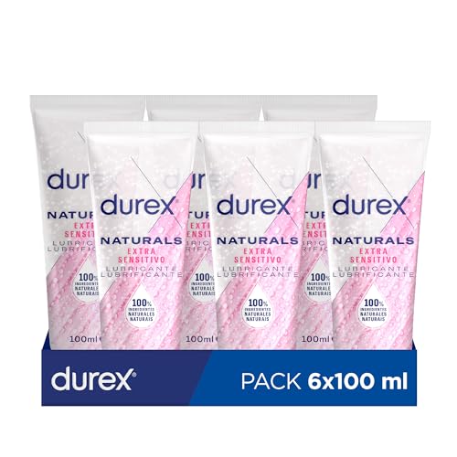 Durex Lubricante Naturals Extra Sensitivo, con ingredientes 100% naturales, 100 ml [Pack 6 Unidades]