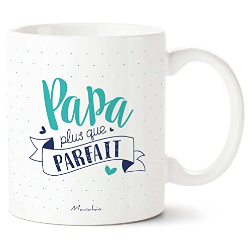 Manahia - Mug Papa plus que Parfait | Imprimé en France | Avec boite en kraft prêt à offrir | Tasse Cadeau homme fête des pères