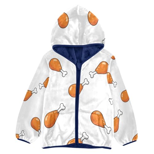 Chicken Drumsticks Repeated Background Pattern Toddler Fleece Jacket Girl Boys Hooded Fleece Jacket