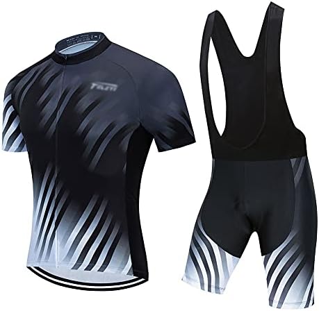 Men's Cycling Jersey Sets,Cycling Clothing Set Cycling Clothes Jersey And Bib Set,Cycling Jersey Shirt + 20D Padded Riding Tights Quick Dry Cycling Clothing Set For Outdoor Sport Cycling Biking