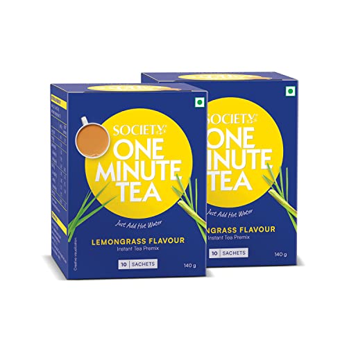 Image of Society One Minute Tea | Lemongrass Flavour | Refreshing Lemongrass Flavour | Flavoured Instant Black Tea | 14G X 10 Sachets (140 Gram) | Pack Of 2