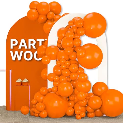 Image of PartyWoo Orange Balloons 155pcs Different Sizes of 18 12 10 5 Inch Matte Fall Balloon Arch Kit Garland for Thanksgiving Halloween Little Cutie Baby Shower Birthday Party Decorations Orange-Y9
